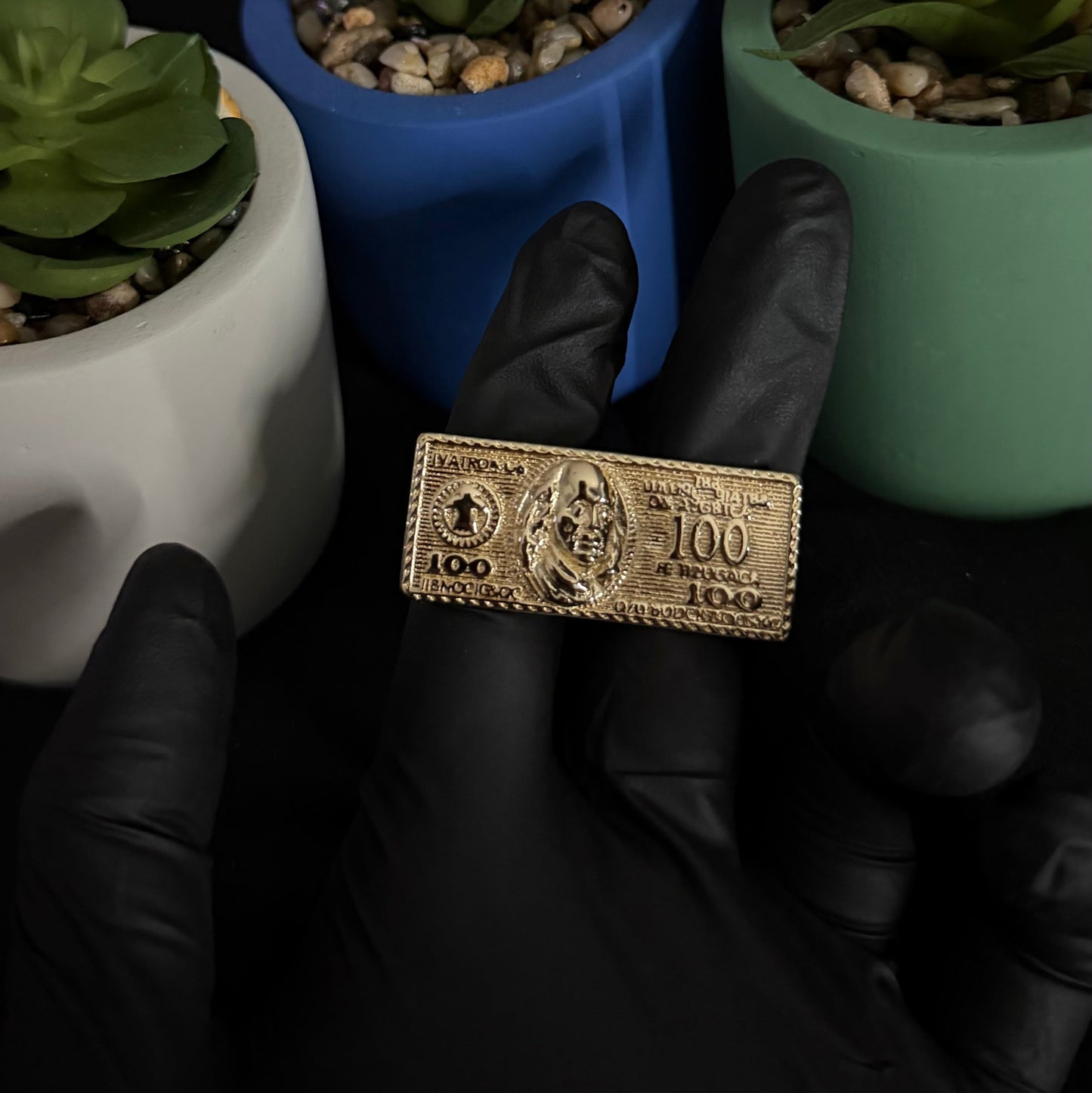 100 Dollar Bill 2 Finger Ring
