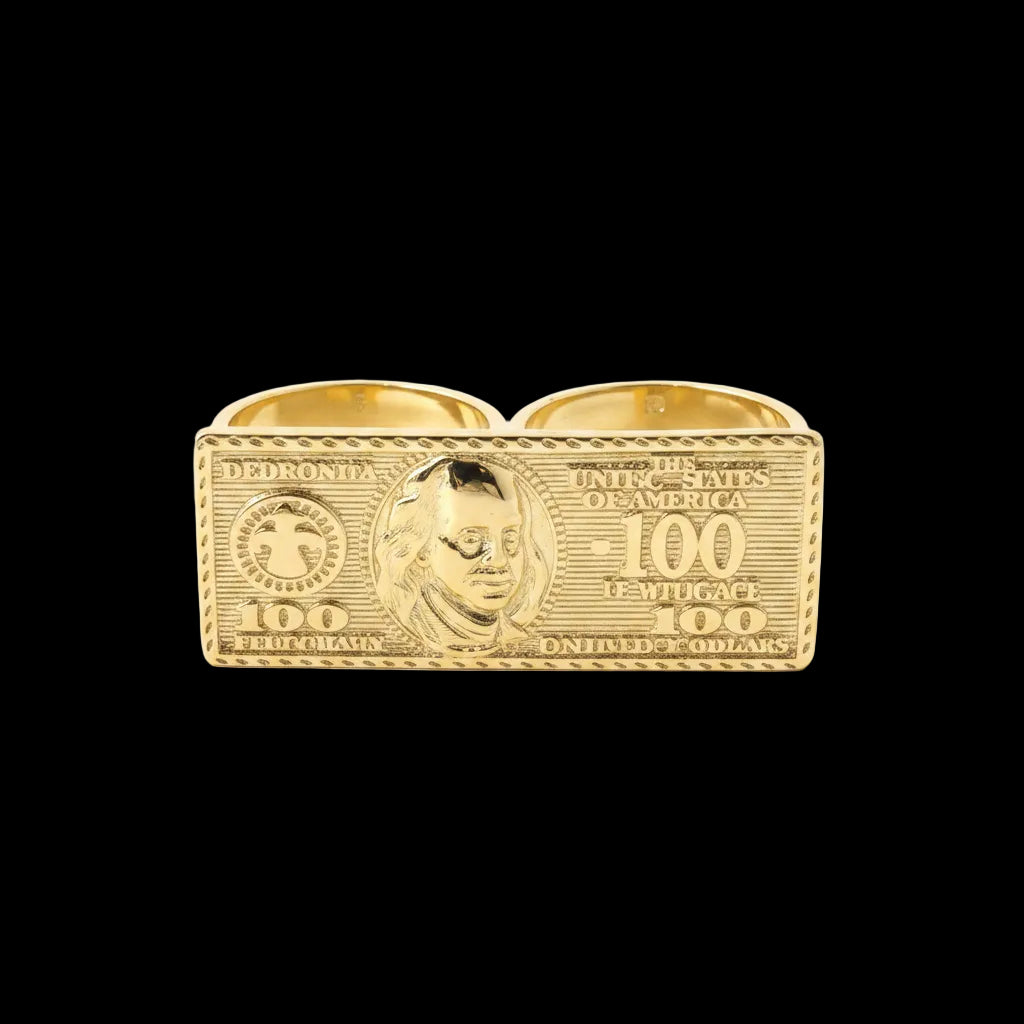 100 Dollar Bill 2 Finger Ring