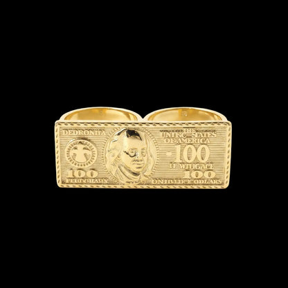 100 Dollar Bill 2 Finger Ring