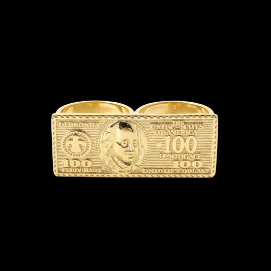 100 Dollar Bill 2 Finger Ring