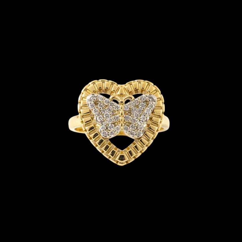 Butterfly Heart Gold Filled Ring