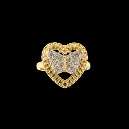 Butterfly Heart Gold Filled Ring