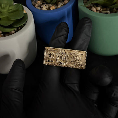 100 Dollar Bill 2 Finger Ring