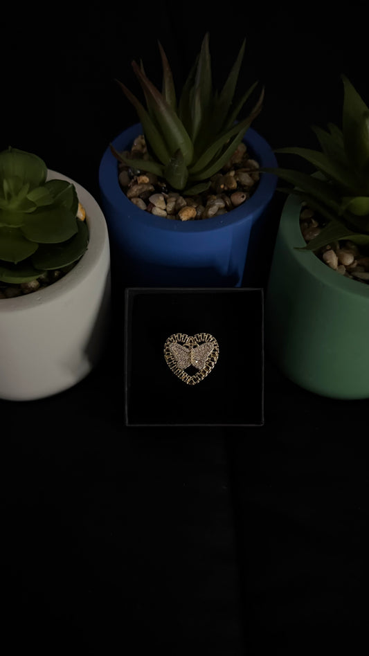 Butterfly Heart Gold Filled Ring